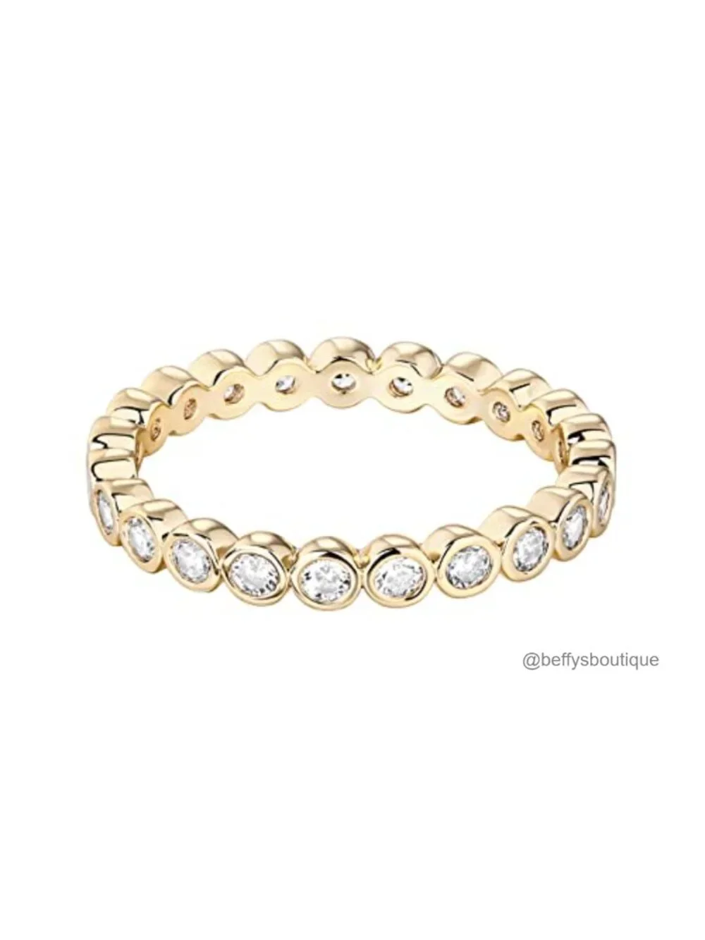 14K Gold Plated Stackable Cubic Zirconia Eternity Band Ring for Women